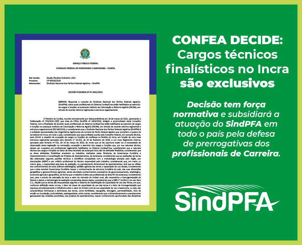 Confea decide: cargos técnicos finalísticos no Incra são exclusivos